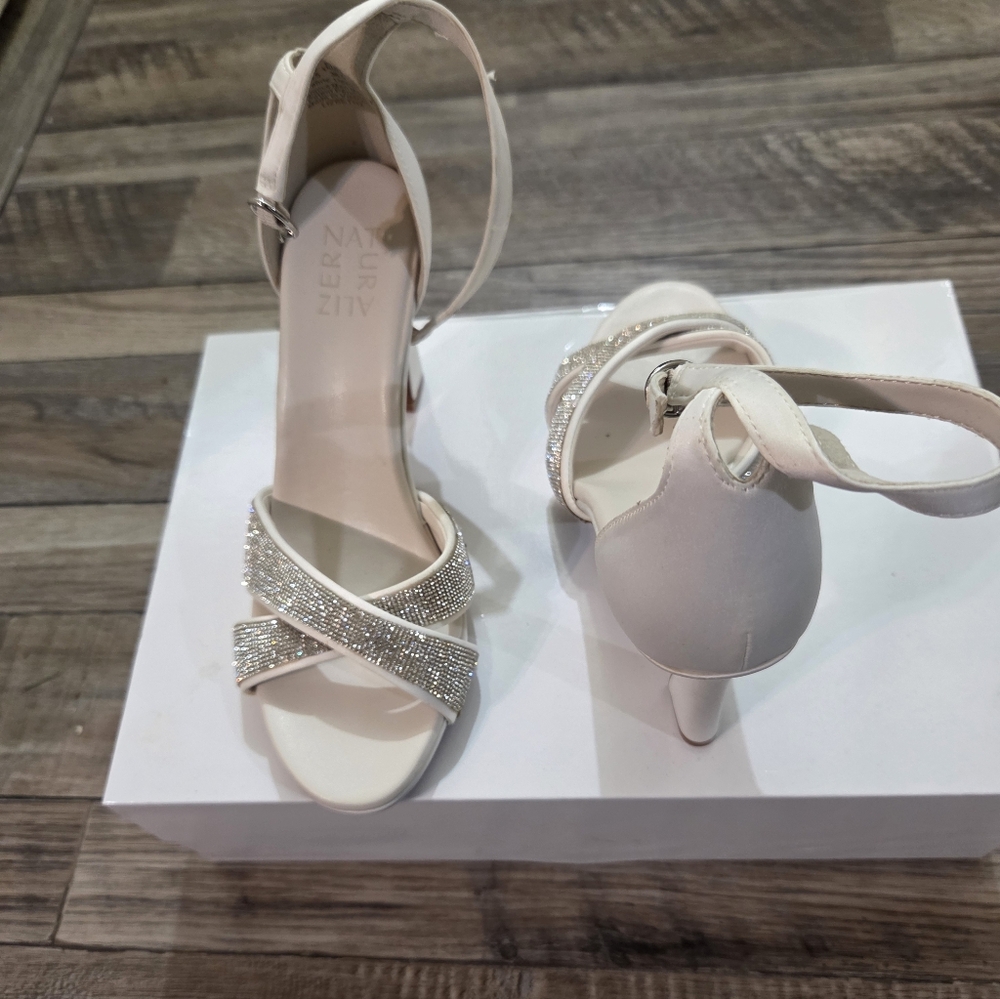 Naturalizer Cream Heels with Sparkling Straps